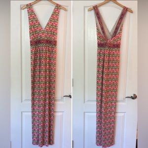 Tory Burch Patterned Silk Maxi Dress, Size Medium.